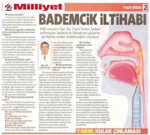 Milliyet Gazetesine Verdiğim Röportaj: Bademcik İltihabı 